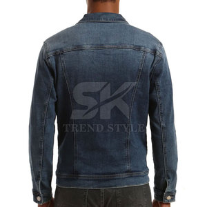 Chaqueta de mezclilla para hombre con logotipo personalizado de alta calidad a bajo precio, chaqueta de mezclilla personalizada de talla grande para hombre - Product Image 3