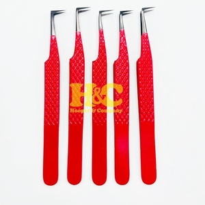 Eyelash Tweezer 90 Degree Red Tweezers Sustainable Sharp Grip Durable Fine Tip Top Ranking Tweezers Stainless Steel Private Logo - Product Image 1