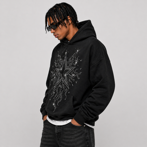 Sweat à capuche en strass, design luxueux en cristal, mélange de coton doux, style tendance pour la vente au détail, logos personnalisés disponibles, vente en gros, OEM - Product Image 2