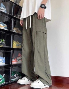 Pantalon cargo décontracté pour homme, taille haute, coupe droite ample, en coton 100% écologique à séchage rapide, idéal pour l'automne - Product Image 2