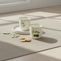 Tasse à thé en porcelaine fine de qualité supérieure 3460983CUPD-0.2 NOUVELLE 200ml Réutilisable avec motif OLIVE BRANCH & FRUIT Mignon
