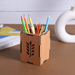 High Quality MDF Pen Stand Holder Hot Selling Rectangle Stationery Organize Pen Holder <b>Creative</b> Desk Pen Holder - Product Image 5
