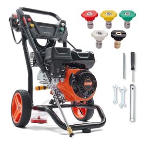 Idropulitrice a Gas con Pressione 3600 PSI, 2.6 GPM, Pompa in Rame, 5 Connessioni Rapide, Pistola a Spruzzo, Asta di Prolunga, 220V per Lavaggio - Product Image 1