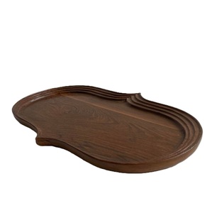 Ensemble de 2 plateaux de service en bois naturel avec poignées, plateau rectangulaire en acacia, vaisselle, plateaux de service faits à la main - Product Image 4