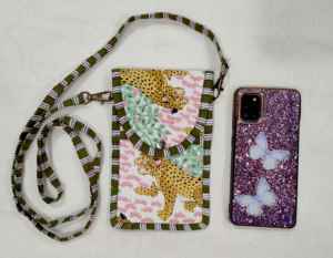 Pochette pour téléphone à imprimé floral, sac à bandoulière avec fermeture à bouton, mini sac en tissu de coton pour femmes, usage quotidien décontracté - Product Image 1