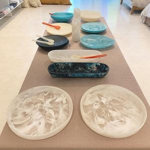 Handmade Modern Style Large Round Fruit <b>Serving</b> <b>Dish</b> <b>Set</b> Top-Notch Resin Swirl Finish for Wedding Parties Table Decorative Use - Product Image 5