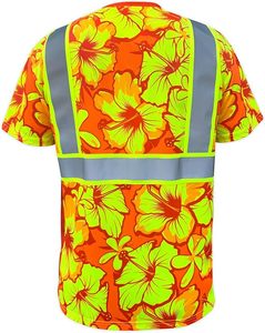 เสื้อทำงานสีส้มสะท้อนแสงสำหรับผู้ชาย ผ้าโพลีเอสเตอร์ มีแถบสะท้อนแสง กระเป๋าเสื้อแบบแข็ง ชุดยูนิฟอร์มนิรภัย - Product Image 4