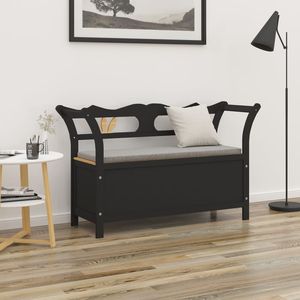 Banco de Almacenamiento Mediano en Madera de Abeto Sintética Negra Sólida para Muebles de Sala de Estar - Product Image 1