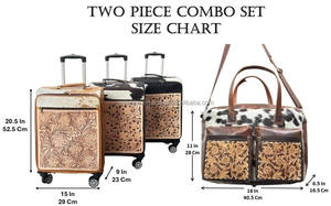 Juego de Maletas de Viaje de 2 Piezas de Cuero Vacuno Estilo Occidental, Maleta con Ruedas de Cuero Repujado a Mano y Bolsos Cruzados a Juego - Product Image 2
