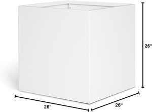 Vente en gros OEM - Bac à fleurs carré en acier galvanisé blanc robuste, grand pot à fleurs en métal pour usage commercial et résidentiel - Product Image 3