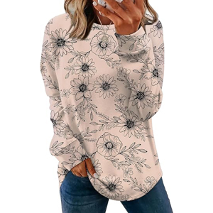 Sweat-shirt à manches longues pour femme, motif floral esthétique, sublimation haute densité, ourlet incurvé, style streetwear décontracté, vente en gros - Product Image 5