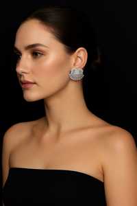 Pendientes Retro Glam Art Deco con Diamantes CVD, Plata 925, Joyería Fina, Regalo para Mujer de Fabricante Indio - Product Image 4