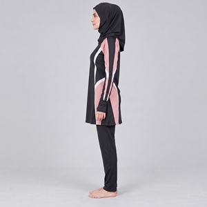 Ensemble Burkini Modeste 3 Pièces avec Bas Échancré, Matière Écologique, Fermetures Éclair Avant, Logo – Ensemble Burkini Modeste Complet 3 Pièces pour Femme - Product Image 5