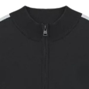Chaqueta Deportiva de Punto con Franja Lateral Negra, Cierre de Cremallera, Estilo Urbano, Puños Acanalados, Tejido Suave, Unisex, Ajuste Cómodo, Premium, para Uso Diario - Product Image 4