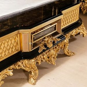 Offre Spéciale : Ensemble de Chambre Royal Noir et Or Classique de Luxe – Cadre de Lit Rembourré, Meubles Sculptés Haut de Gamme pour Hôtels, Qualité Supérieure - Product Image 4