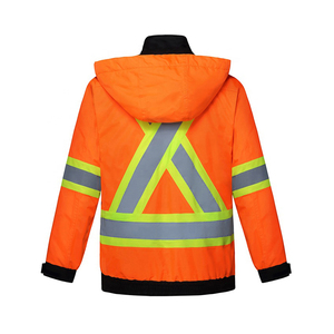 Wholesale Quality <b>High</b> <b>Visibility</b> Breathable Zippered Reflective <b>Softshell</b> Work <b>Jacket</b> Customizable Options OEM Service Cotton - Product Image 2