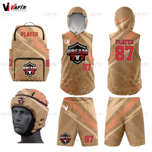 Tenue de football 7v7 sublimée imprimée, avec casque rembourré, gants respirants, antibactériens, séchage rapide, sans manches, personnalisable - Product Image 2
