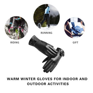 New Winter Season Fashion Women Lady Soft Leather Dressing <b>Gloves</b> Winter Warm with fur women Driving <b>Gloves</b> - Product Image 2