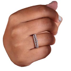 Bague en diamant Moissanite de forme ronde blanche Bague de fiançailles personnalisée en argent sterling 925 et autres bijoux en diamant - Product Image 2