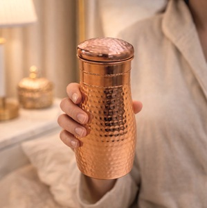 Copper Finish Double Wall Stainless Steel Bedroom Water Jar | <b>Storage</b> Jar with Lid for <b>Bedside</b> Use in Home Kitchen & Office - Product Image 4