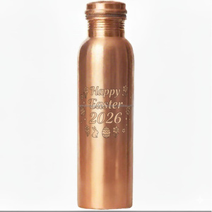 Botella de agua de cobre grabada feliz Pascua personalizada, venta al por mayor para regalos - Product Image 3