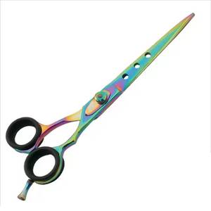 Ciseaux de coiffure professionnels Morje Surgical, acier inoxydable, lame tranchante, manche moyen, pour droitiers, finition arc-en-ciel, réutilisables - Product Image 5