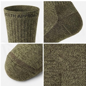 NORTH APPROACH Crew <b>Socks</b> Olive Green Cotton Breathable Hiking Outdoor Sports Adult Autumn Regular Fit Knitted <b>Socks</b> - Product Image 4