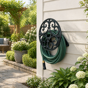 Aluminum 100-ft <b>Wall</b> <b>Mount</b> Garden <b>Hose</b> Reel Decorative Metal <b>Hose</b> Holder with Powder Coated Finish for Outdoor Garden ODGGAD015 - Product Image 2