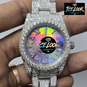 ICE LOOK นาฬิกาข้อมือสตรีสแตนเลสสตีลหรูหรา 40 มม. หน้าปัดควอตซ์แบบอนาล็อกพร้อมกระจกแซฟไฟร์และคุณสมบัติเรืองแสง - Product Image 4