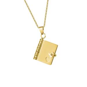 18K Gold Plated Stainless Steel Classic Link Chain <b>Book</b> Locket <b>Necklace</b> Photo Memory Pendant Private Label - Product Image 1