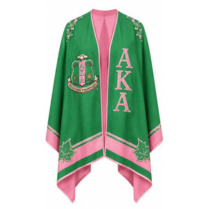 Alpha Kapa Alpha Pink Green <b>Cape</b> With Crest And 1908 Logo Long <b>Women's</b> All Seasons Wear - Product Image 5
