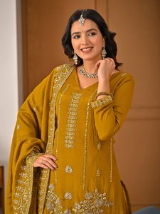 Ensemble Salwar Kameez Vichitra lourd pour femme, réversible, infroissable, séchage rapide, tenue de fête et de mariage, Inde Pakistan - Product Image 2