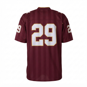 Custom Maroon Football Jersey Wholesale <b>Athletic</b> Team Uniform Striped Training Top Sportswear Manufacturer Short Sleeve 100% - Product Image 4