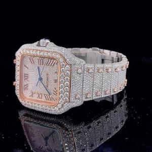 Fully Iced Out Moissanite Diamond Tester With Rose Gold Automatics Powers Hip Hop Casual <b>Men's</b> <b>Quartz</b> <b>Watch</b> - Product Image 3