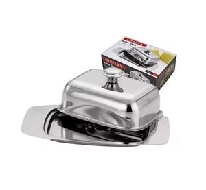 Plato para mantequilla multiusos de acero inoxidable con tapa, caja de almacenamiento para mantequilla, para mostrador de cocina, servicio de desayuno - Product Image 2