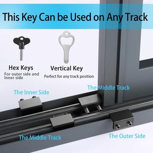 Set di 12 Serrature per Finestre Scorrevoli con Chiave, Facile Installazione, Regolabili per Finestre e Porte Scorrevoli Verticali e Orizzontali - Product Image 4