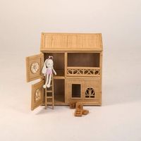 Main enfant jouets jeu imaginatif dollhouse miniatures petit rotin miniature maison de poupée en gros