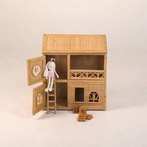 Casa de muñecas en miniatura de ratán para niños, juguetes hechos a mano, casa de muñecas en miniatura - Product Image 2