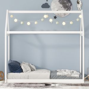 Letto a casetta in legno bianco per bambini, misura Twin - Product Image 3