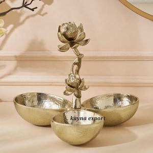Handicraft Aluminum Metal Sea <b>Shelf</b> Design Dry Fruit Bowl <b>Gold</b> Platted Newly design Metal Bowl - Product Image 2