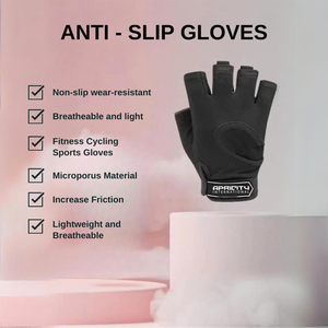 Lightweight Breathable Unisex <b>Half</b> Finger Lace-Up Closure Fitness Gloves Black Color Anti <b>Slip</b> Weight Lifting Gym - Product Image 3