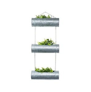 Jardinière suspendue en métal galvanisé de qualité supérieure, design à 2 niveaux, décoration murale intérieure/extérieure avec chaîne métallique, prix le plus bas - Product Image 6