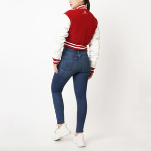 <b>Womens</b> Custom Letterman Jacket Wool Body Leather Sleeves Embroidered Patch Baseball Varsity College Bomber <b>Coat</b> - Product Image 4