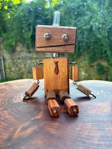 Figurine de robot en bois artisanale, décoration moderne pour bureau, accessoire pour tableau de bord de voiture, décoration d'intérieur, cadeau - Product Image 3