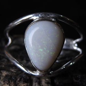 Australian <b>Opal</b> Gemstone Ring-Silver Wedding Band-Solid <b>Opal</b>-5 US Size-Handmade Classic Jewelry <b>Gift</b> for Her - Product Image 1