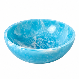 Bol en résine couleur bleu aqua, fabricant de bols en résine époxy polie de qualité supérieure pour cuisine contemporaine et vaisselle d'hôtel - Product Image 1