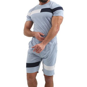 Produit en promotion, nouvelle arrivée : ensemble t-shirt et short en coton pour homme, été / Ensemble décontracté pour homme adulte - Product Image 2