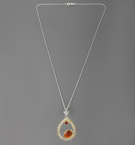 Collar de Plata de Ley 925 al por Mayor, Chapado en Oro, con Colgante de Gema Hessonita en Forma de Gota de Agua, Joyería Fina - Product Image 2