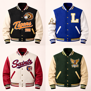 Chaqueta Varsity Personalizada para Hombre, Chaqueta de Béisbol de Invierno Cálida con Mangas de Cuero y Logotipo Bordado - Product Image 3