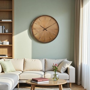 Round Wood <b>Wall</b> <b>Clock</b> Industrial Style Analog Quartz Silent <b>Clock</b> for Living Room Bedroom <b>Decor</b> At Best Price - Product Image 4